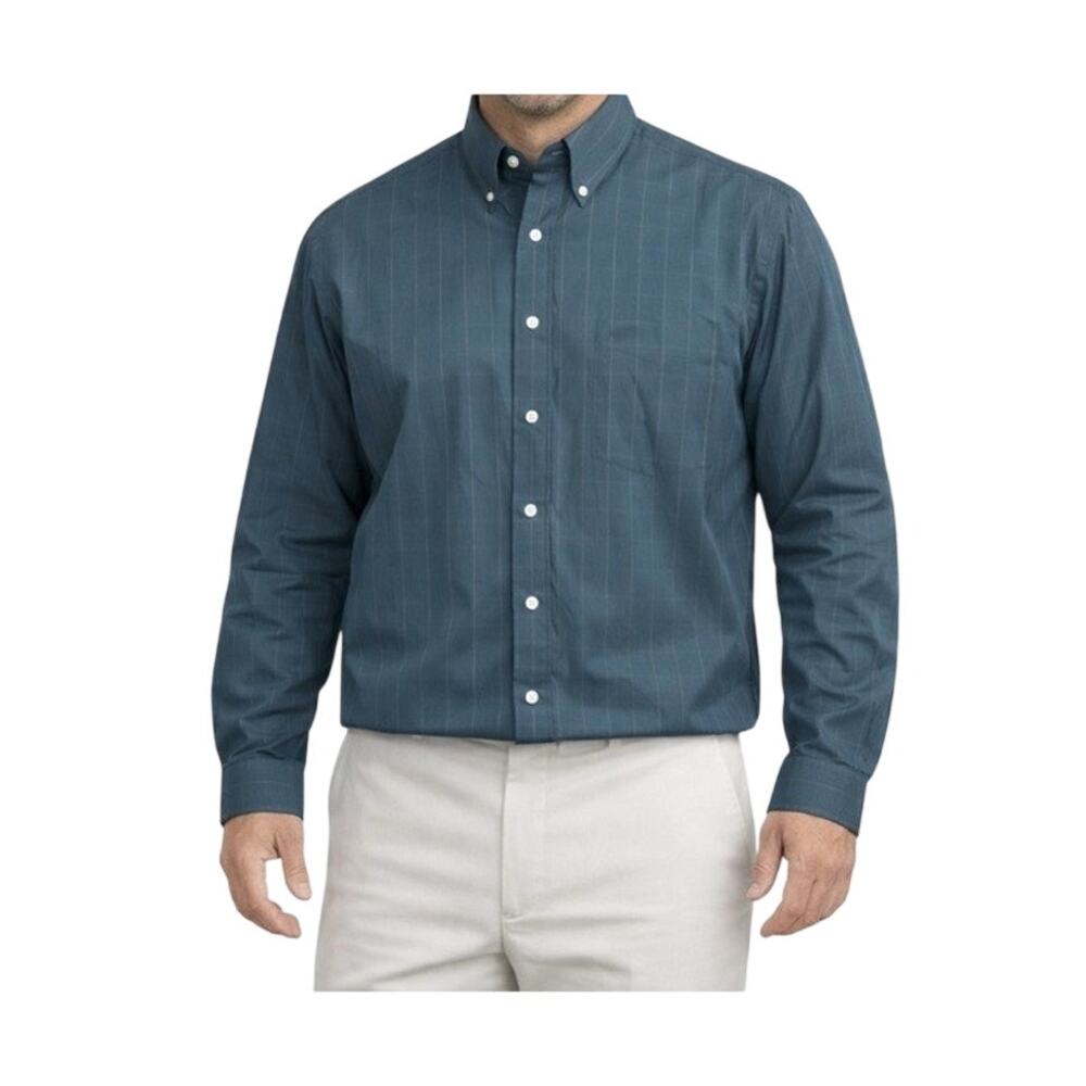 Dockers Shirt Mens Large Long Sleeve Button Down Shirt Blue Chest Pocket Collar